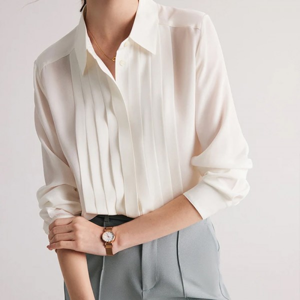 Spring Summer New Arrival 100% Silk Print Blouse Shirt for Women